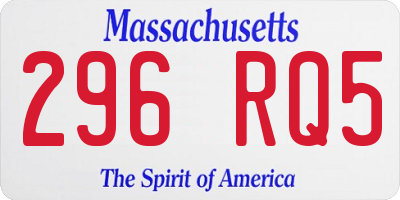MA license plate 296RQ5