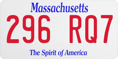 MA license plate 296RQ7