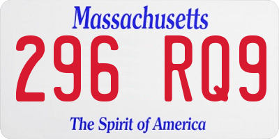 MA license plate 296RQ9