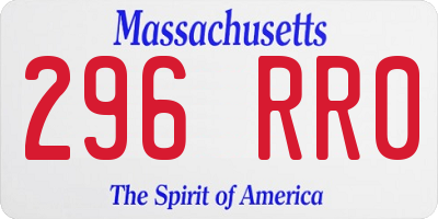 MA license plate 296RR0