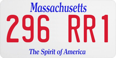MA license plate 296RR1