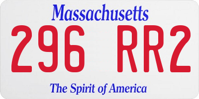 MA license plate 296RR2