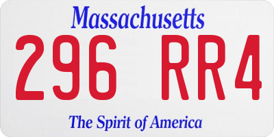 MA license plate 296RR4