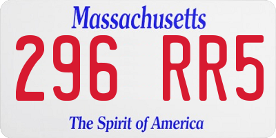 MA license plate 296RR5