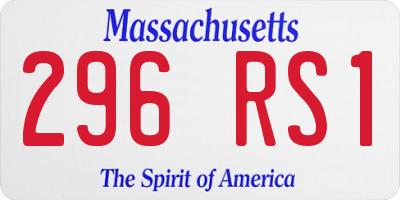 MA license plate 296RS1