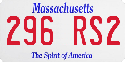 MA license plate 296RS2