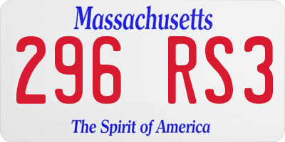 MA license plate 296RS3