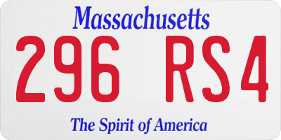 MA license plate 296RS4