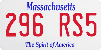 MA license plate 296RS5
