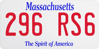 MA license plate 296RS6