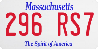 MA license plate 296RS7