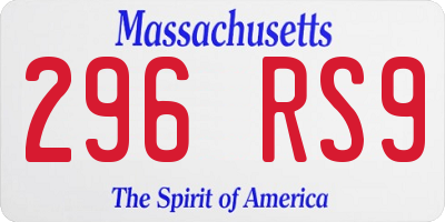 MA license plate 296RS9