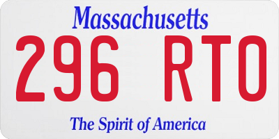 MA license plate 296RT0
