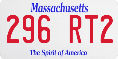 MA license plate 296RT2