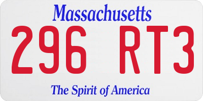 MA license plate 296RT3