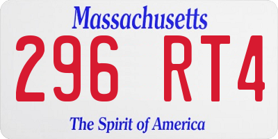 MA license plate 296RT4