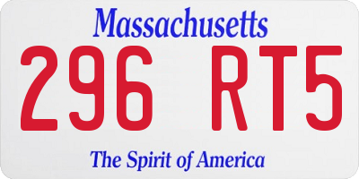 MA license plate 296RT5