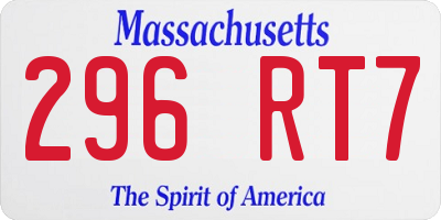 MA license plate 296RT7