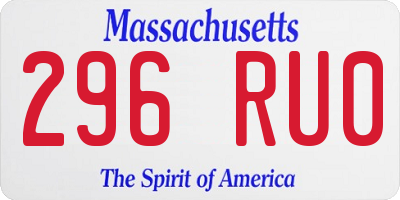 MA license plate 296RU0
