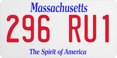 MA license plate 296RU1