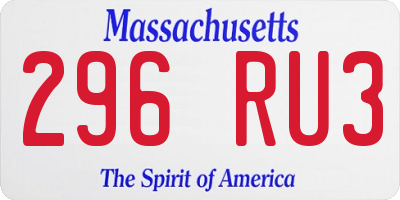 MA license plate 296RU3