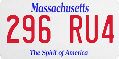 MA license plate 296RU4