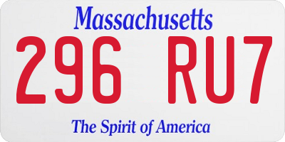 MA license plate 296RU7