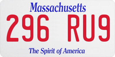 MA license plate 296RU9