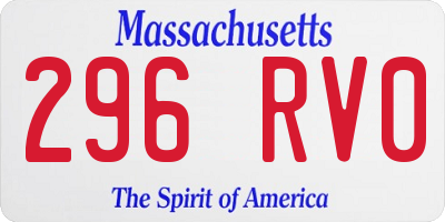 MA license plate 296RV0