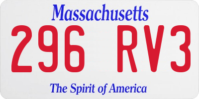 MA license plate 296RV3