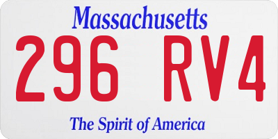 MA license plate 296RV4