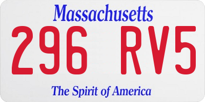 MA license plate 296RV5