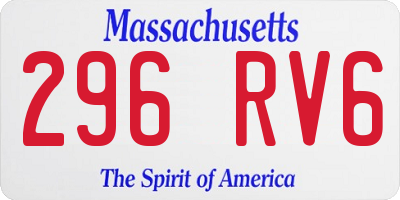 MA license plate 296RV6