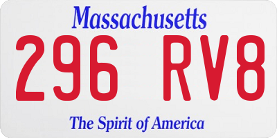 MA license plate 296RV8