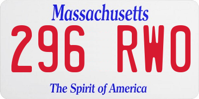 MA license plate 296RW0