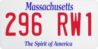 MA license plate 296RW1