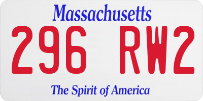 MA license plate 296RW2