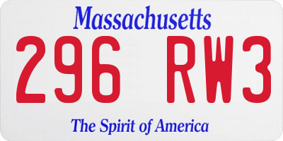 MA license plate 296RW3