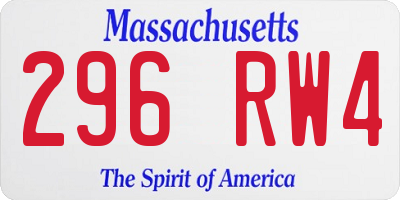 MA license plate 296RW4