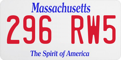MA license plate 296RW5