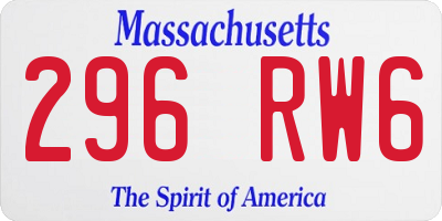 MA license plate 296RW6