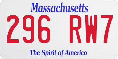 MA license plate 296RW7