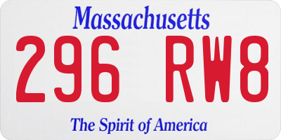 MA license plate 296RW8