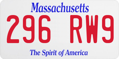 MA license plate 296RW9
