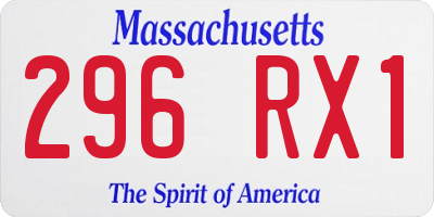 MA license plate 296RX1