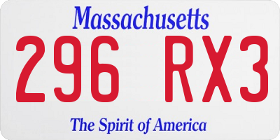 MA license plate 296RX3