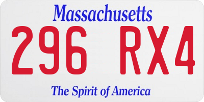 MA license plate 296RX4