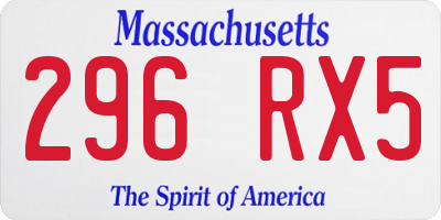 MA license plate 296RX5