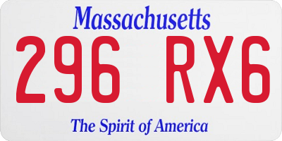 MA license plate 296RX6
