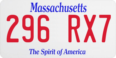 MA license plate 296RX7